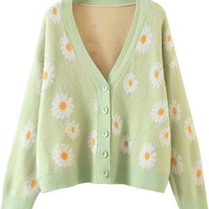 Floral Green Women's Cardigan